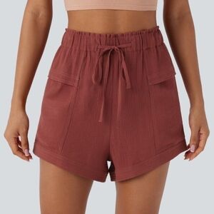 HALARA High Waist Drawstring Shorts - Deep Red NWOT